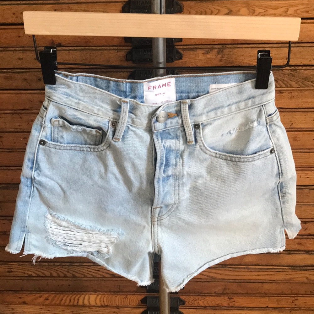 Frame Denim Shorts Rigid Re-Release Le Original Shorts Button Fly